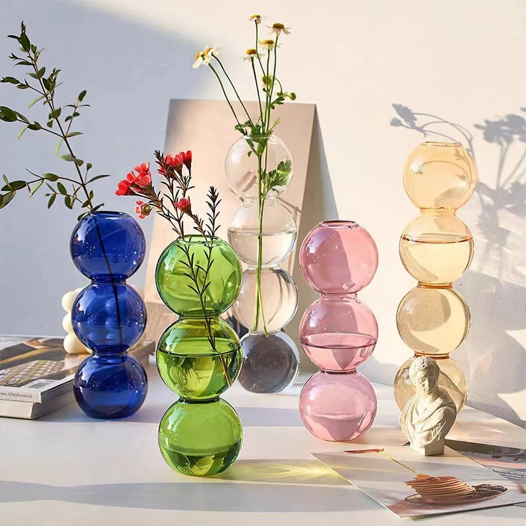 Nordic Glass Bubble Vase - Clear Hydroponic Planter for Home Desk Decor, Cute Simple Gift Idea & Flower Arrangement Decoration Oasis Select