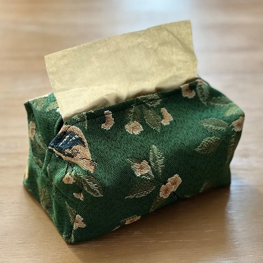 New Flower Pattern Tissue Bag Jacquard Polyester Tissue Storage Box Household Foldable Napkin Holder Oasis Select 04