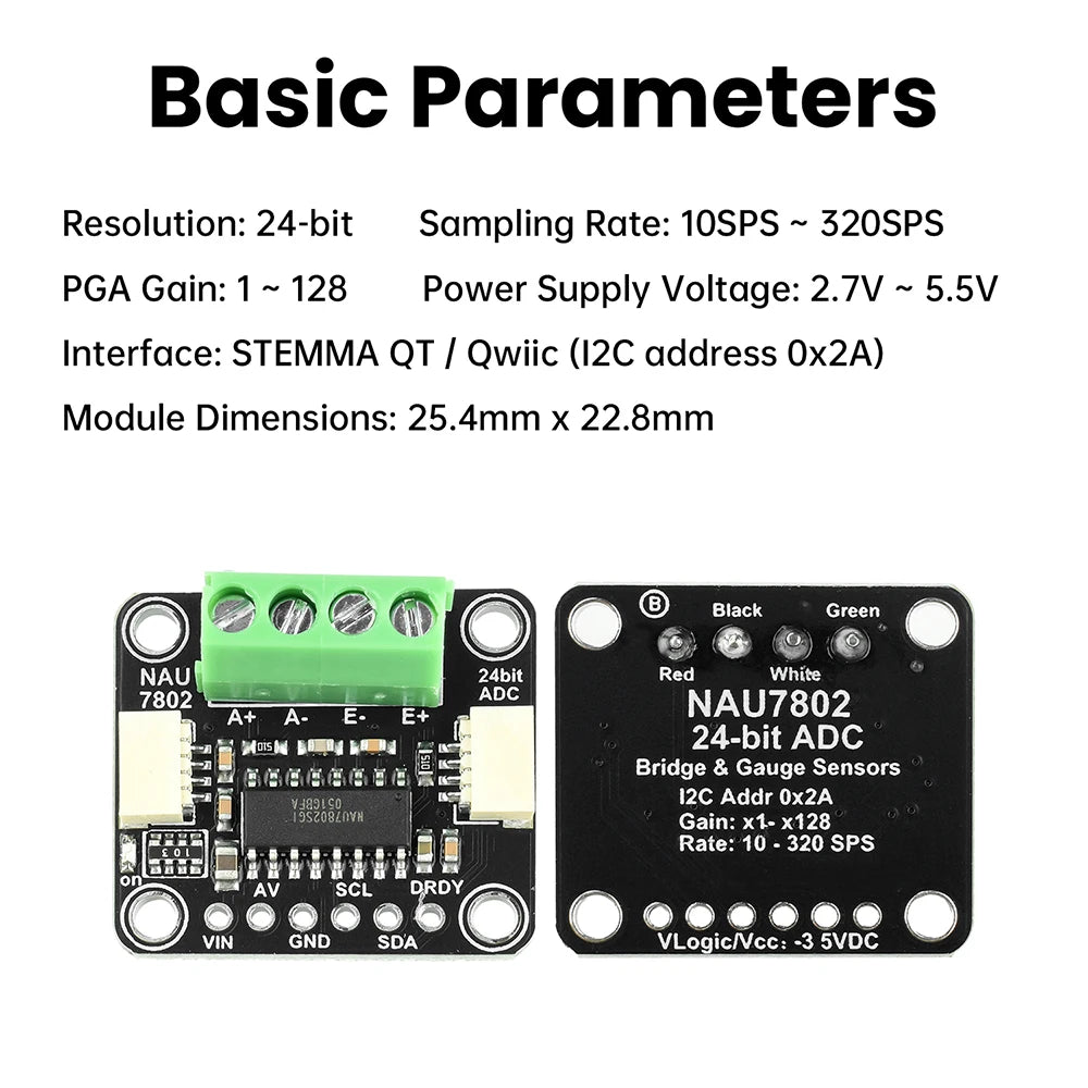 NAU7802 High-Precision Adc Module 24 Bit Adc Data Conversion Pressure Module Compatible With STEMMA QT/Qwiic Oasis Select Default Title