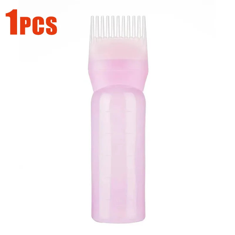 1/2/3Pcs Multicolor Plastic Hair Dye Refillable Bottle Applicator Comb Dispensing Salon Hair Coloring Hairdressing Styling Tool Oasis Select Pink