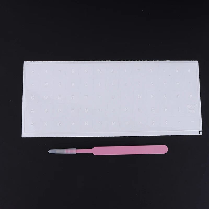 German Tear-Off Film Keyboard Sticker With Tweezers Desktop Laptop Key Sticker Single Film Universal Transparent Sticker Oasis Select White