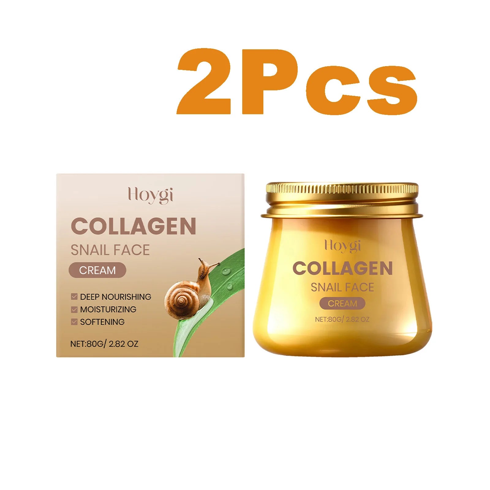 Snail Mucin Collagen Cream Anti Wrinkle Firming Hydrating Face Cream Improves Skin Elasticity & Texture Smoothing Face Skincare Oasis Select 2 x 80g Boxed