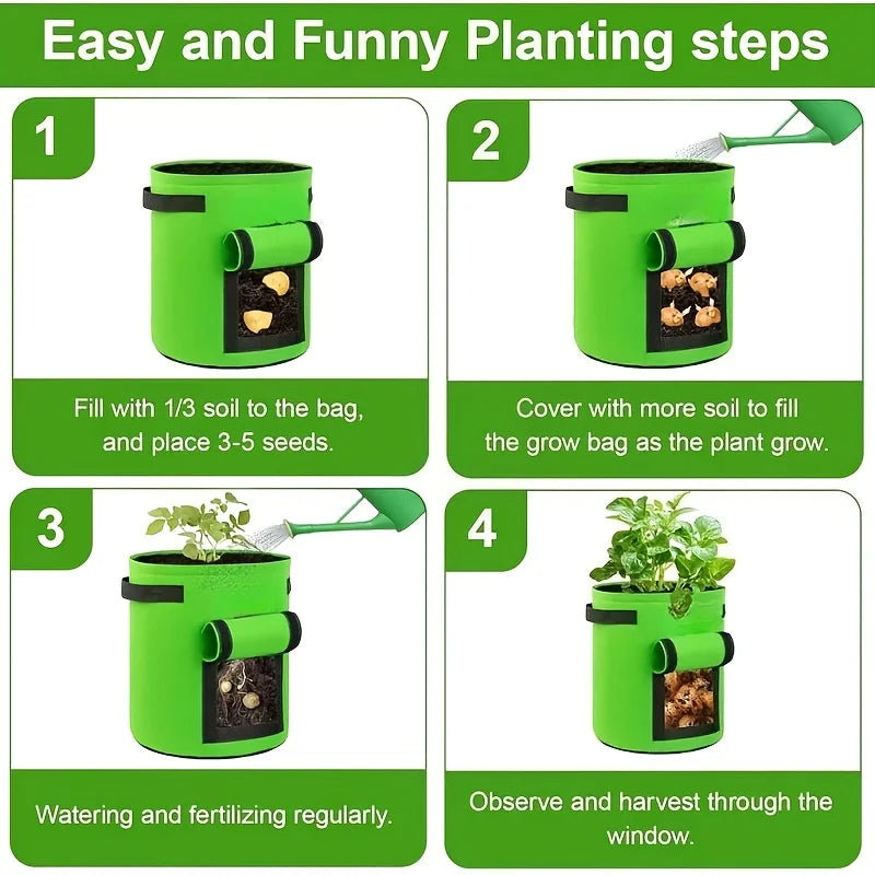 1PC Felt Potato Planting Bag Large Diameter Vegetable Plant Seedling Bag Non-Woven Felt Potato Growing Bucket Oasis Select
