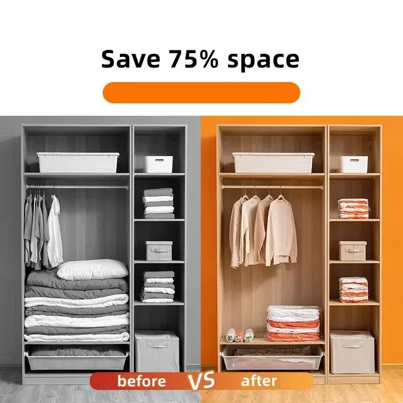 Reusable Compression Empty Bag Sealer Clothes Travel Packing Organizer Vacuum Large Plastic Storage Bags Storing Clothes Blanket Oasis Select