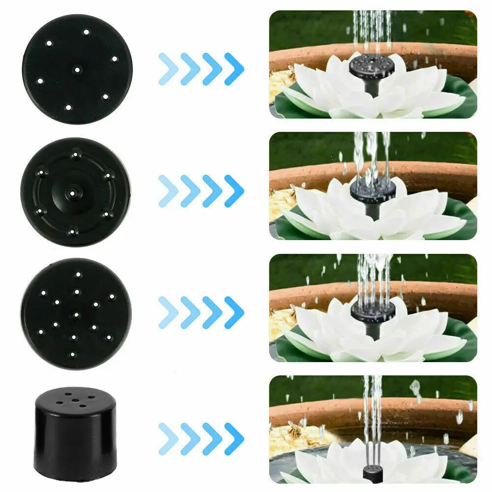 Mini Lotus Solar Water Fountain Pond Decoration Waterfall Fountain Outdoor Bird Bath Solar Powered Floating Garden Fountain Oasis Select