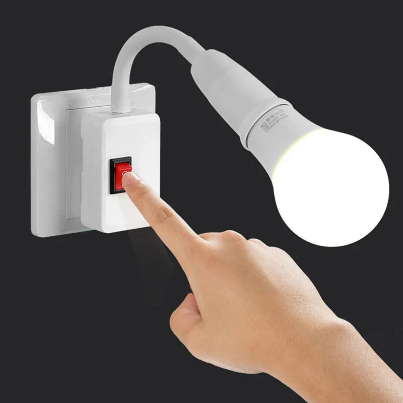 E27 Direct Plug In Swivel Head E27 Socket Bulb Holder With Switch EU Plug LED Table Lamp Stainless Steel Hose Steering Lever Oasis Select