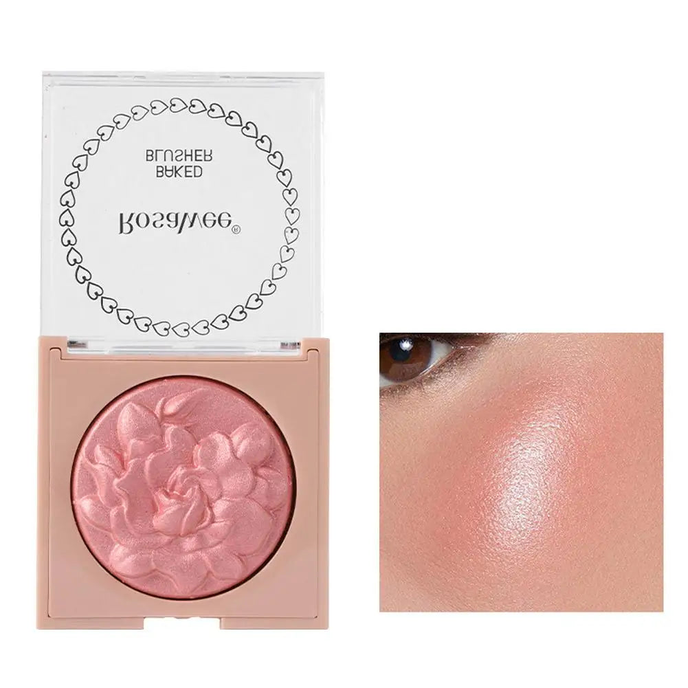 Embossed Blush Highlighter Palette Pearlescent Shimmer Blusher Baked Powder High Gloss Peach Facial Cheek Brightening Rouge Oasis Select 04 CN