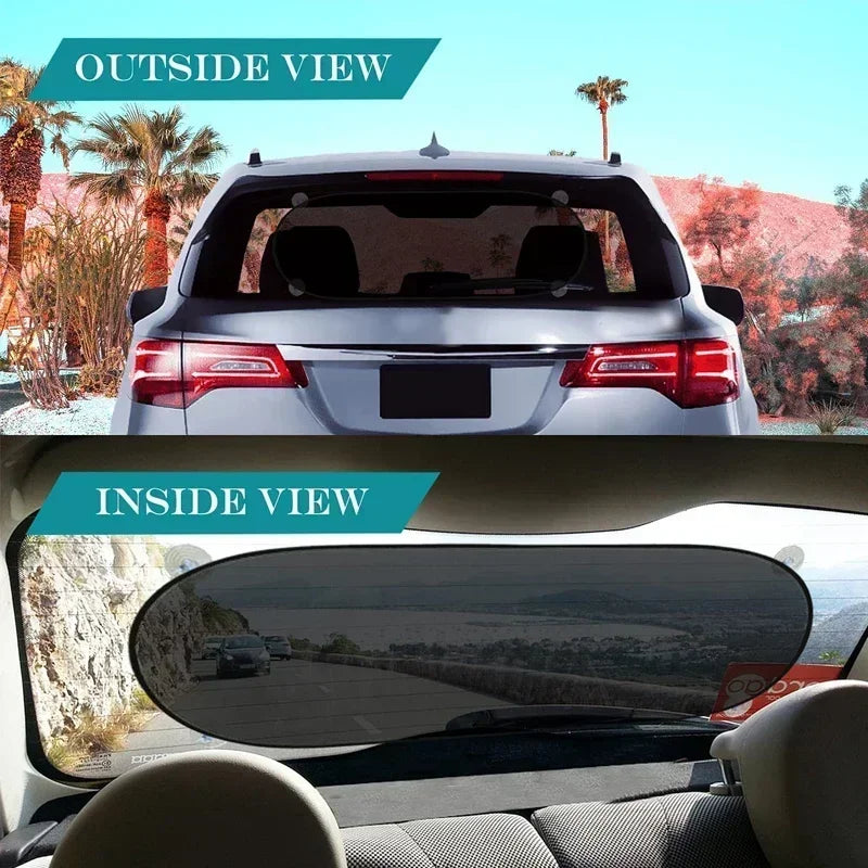 Car Sun Shade UV Protection Folding Auto Rear Window Sunshade 100x50cm Universal Mesh Back Window Visor with Suction Cups Oasis Select
