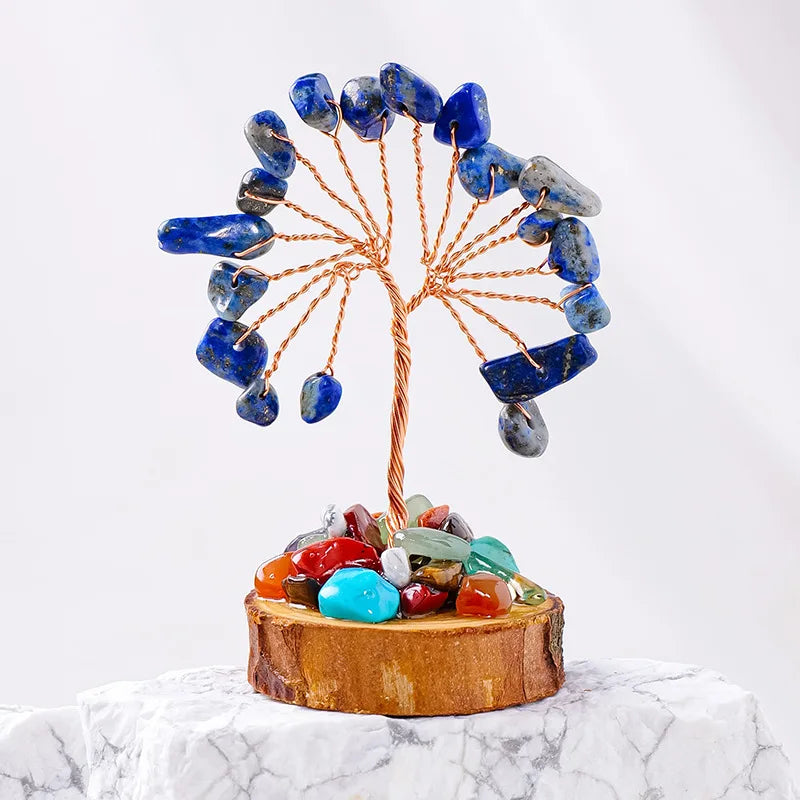 Lucky Mini Tree Natural Crystal Wire Winding Amethyst Citrine Gravel Home Office Feng Shui Decoration Crafts Money Trees Gifts Oasis Select 13