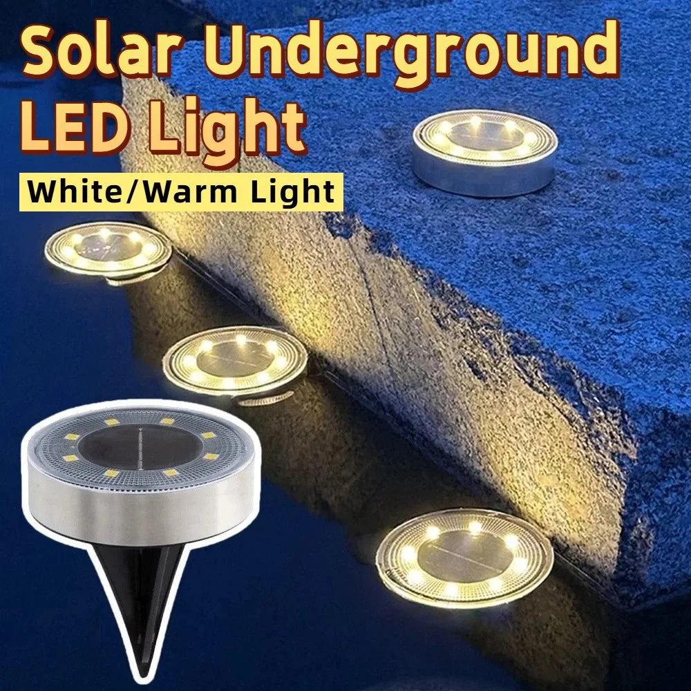 8 LED Solar Ground Light IP68 Waterproof | Auto On/Off