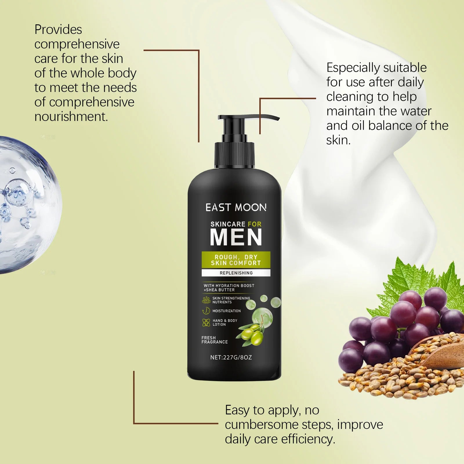 East Moon Men's Body Lotion – Moisturizing Nourishing Cream Men's Body Cream Oasis Select