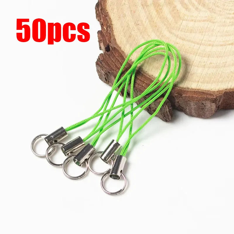 50/100pcs Wire Cord Mobile Phone Craft Pendant Lanyard DIY Handmade Materials Key Ring DIY Toys Pendant Clips Lanyard Accessorie Oasis Select 50pcs Green