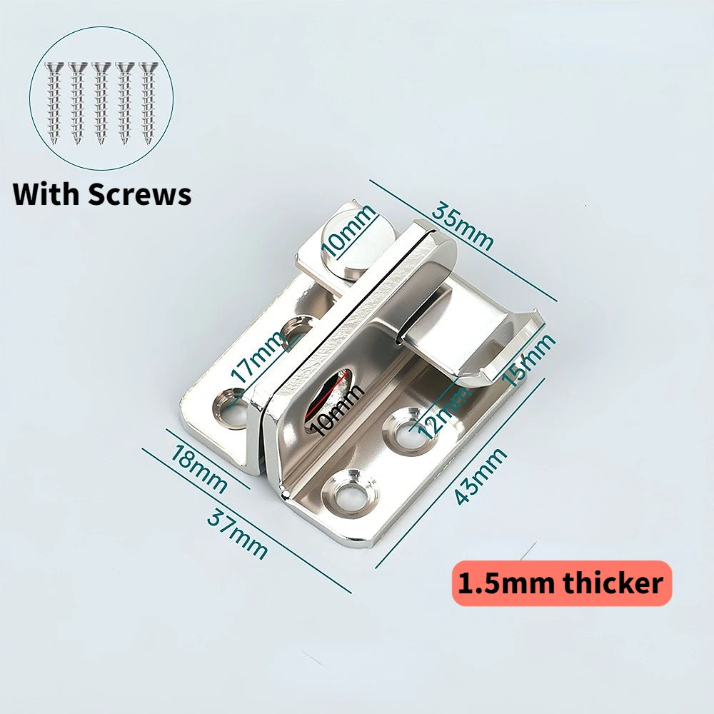 1pc Flip Latch Gate Latches Slide Bolt Latch Safety Door Lock Catch For BarnCabinet Pet Cage Garden Bathroom Garage Window Slid Oasis Select Silver