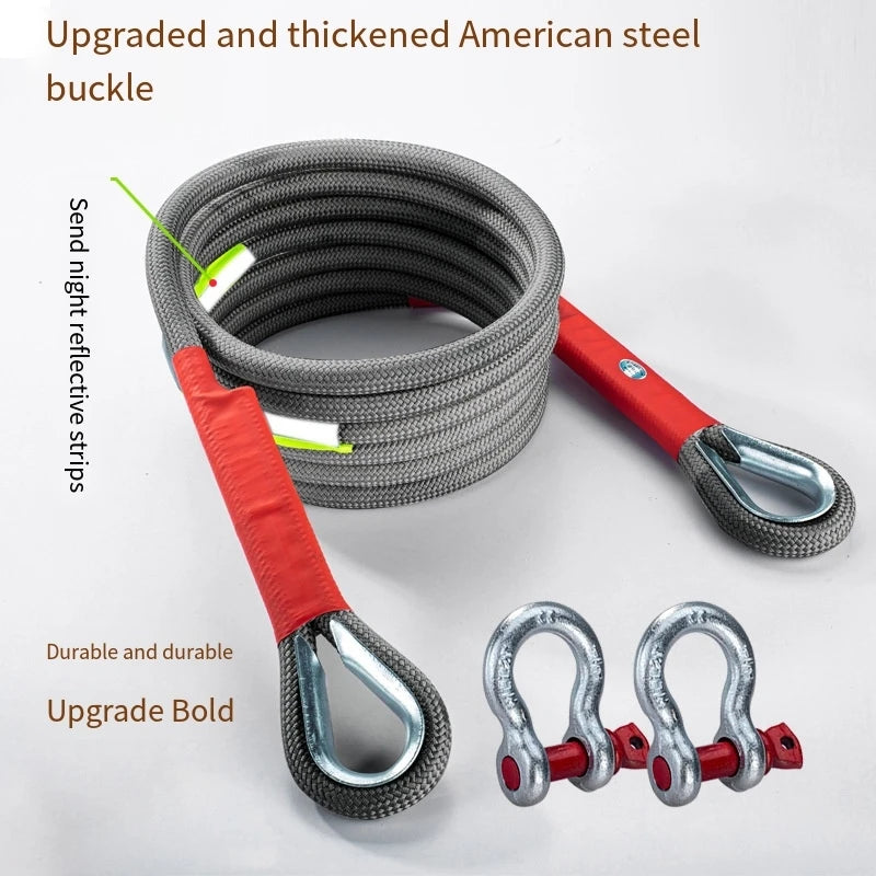 Car trailer rope, outdoor camping, off-road safety rope, towing rope, rescue rope, U-shaped steel buckle, polyester rope, towing Oasis Select