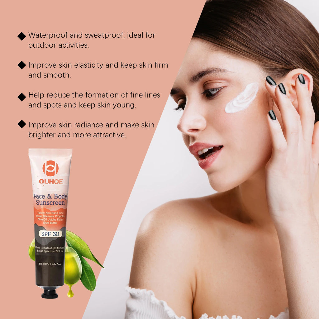 SPF 30+ Facial & Body Sunscreen – Waterproof Moisturizing UV Block Facial Body Sunscreen Oasis Select