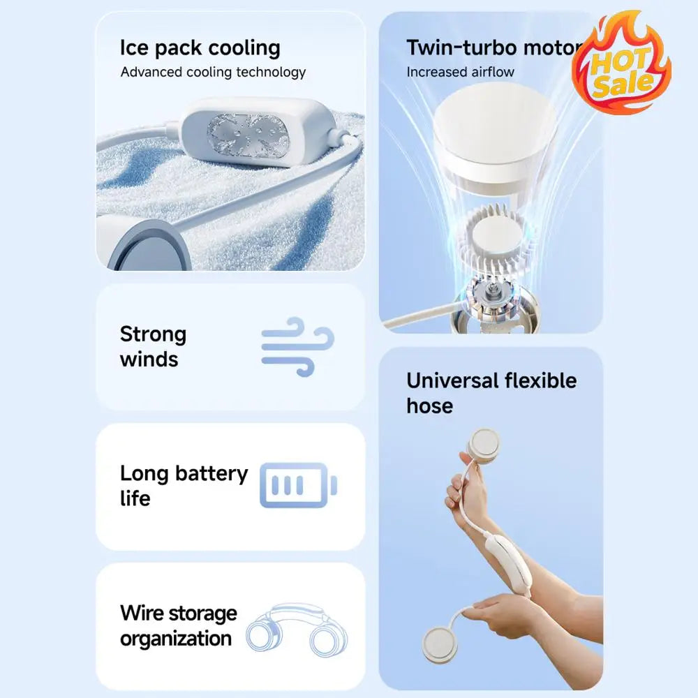 Portable Neck Fan 3 Speeds 360 Cooling Hands Free Personal Wearable Bladeless Fan Rechargeable for Travel Outdoor Indoor Oasis Select