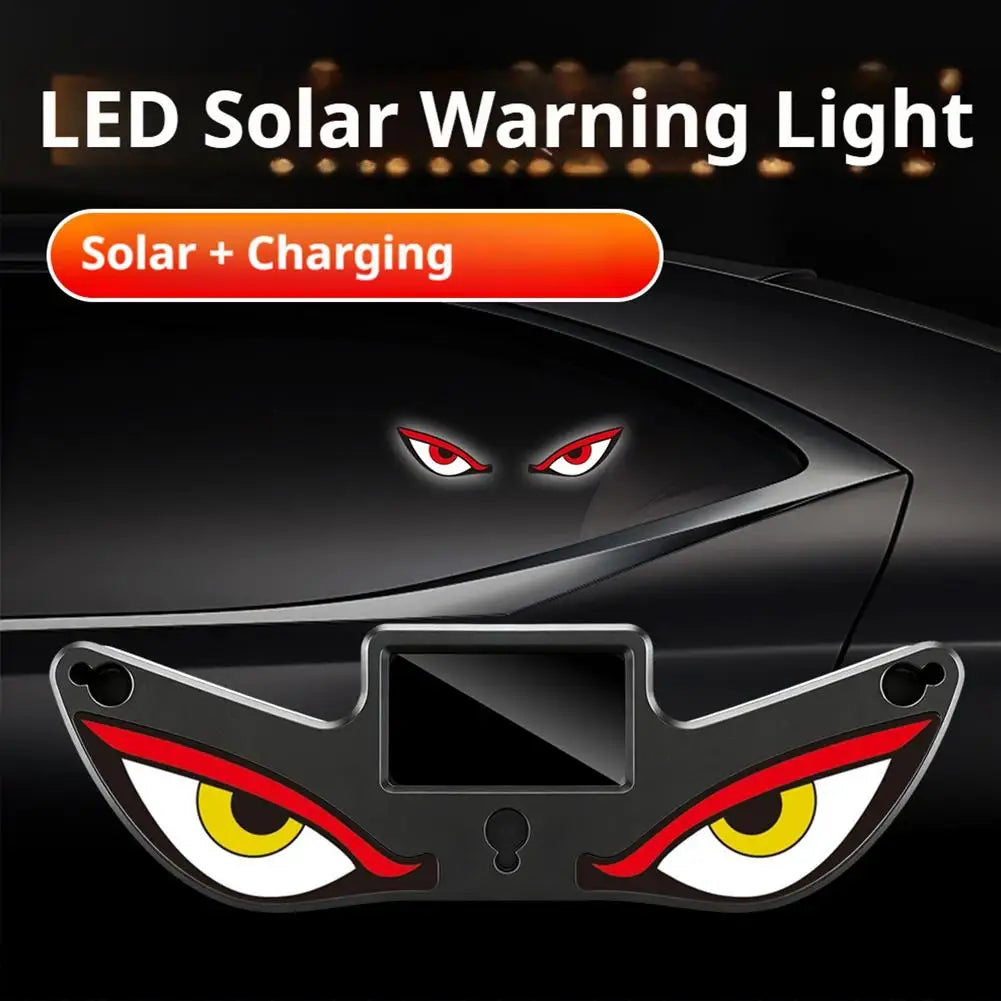 Cool Demon's Eye Car LED Light Solar Powered Blinking Moving Eyes Car Decoration Lamp Rear Windshield Atmosphere Light Oasis Select