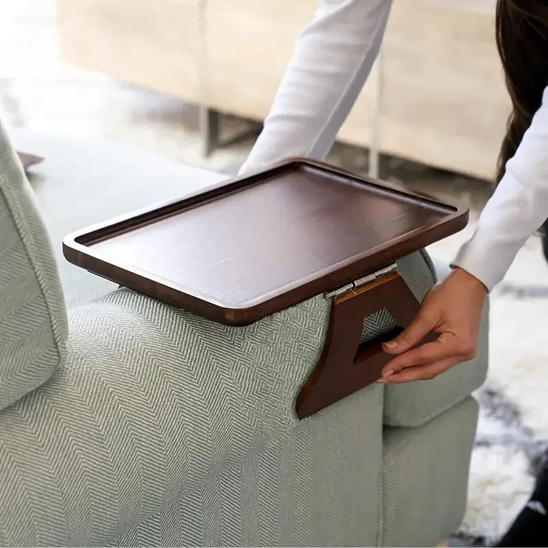 Wooden Sofa Armrest Tray Rectangular Sofa End Table Tray Practical TV Snack Tray for Remote Control Wine Drink Snacks Phone Oasis Select