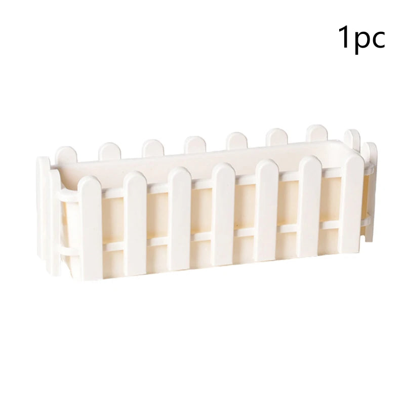 SUSU 1pc Fence Flower Pot Plastic Plant Basket Artificial Flower Container Artificial Plant Display for Home Desk Office Decor Oasis Select 1pc