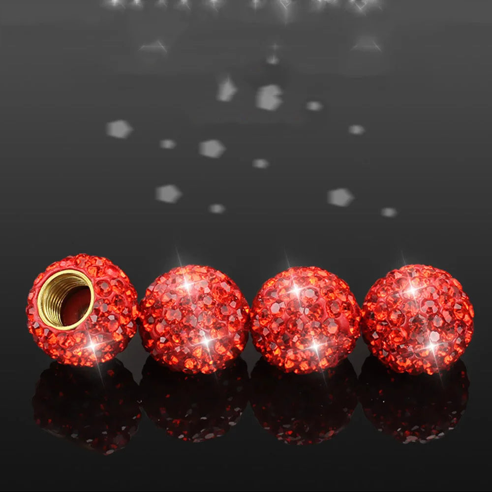 4Pcs Crystal Diamond Tire Stem Valve Caps for Cars, SUV, Trucks, Bikes, Motorcycles, Bicycles Oasis Select Red-4Pcs