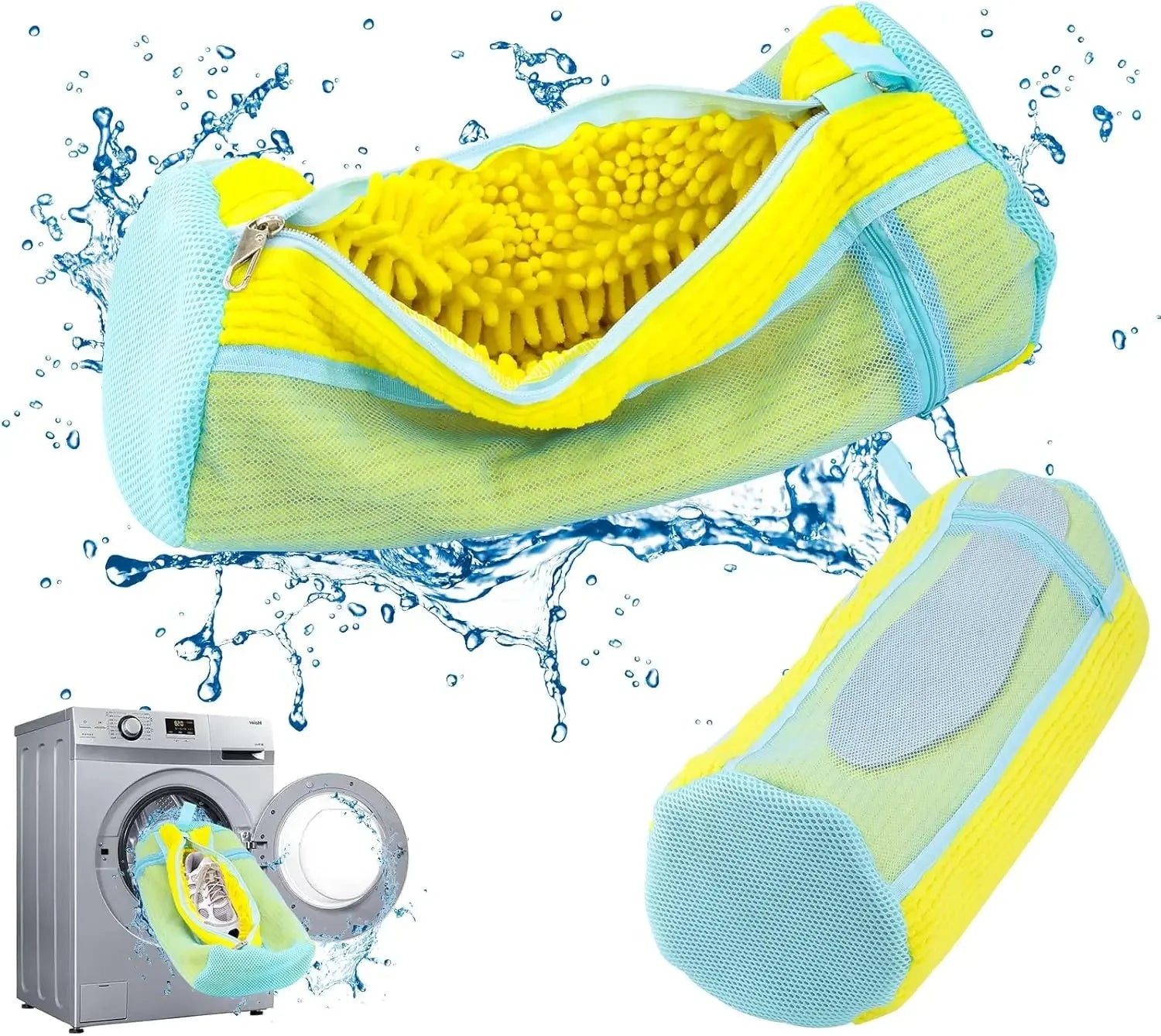 Durable Mesh Shoe Wash Bag with Zipper Rich Fluff Inside Protects Sneakers Casual Shoes in Washer Dryer Travel Storage Organizer Oasis Select