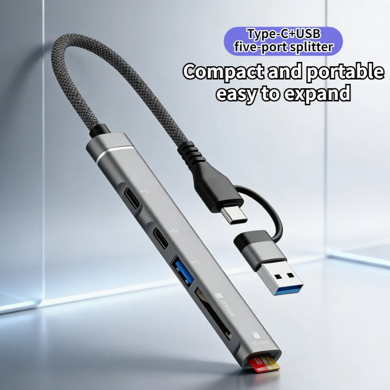5-in-1 Multi Adapter USB +Type C HUB Docking Station with SD/TF Memory Card Reader 5Gbps Transmission Type C Hub For Laptop Oasis Select