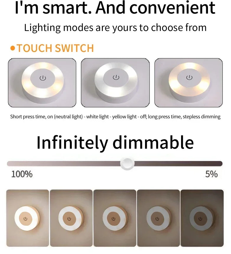 Wireless Rechargeable LED Night Light | Touch Sensor Wall Lamp LED Night Light Oasis Select