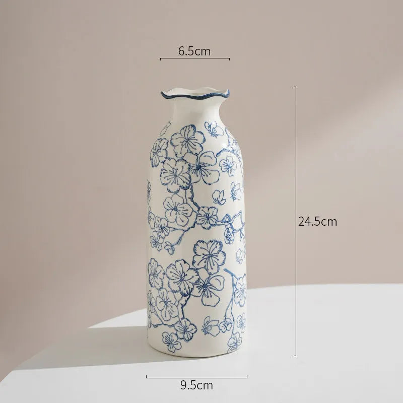 Elegant Blue & White Porcelain Vases Home Desktop Flower Arrangement Flower Plum Blossom Vases Decorations Ornaments Home Decor Oasis Select plum blossom L