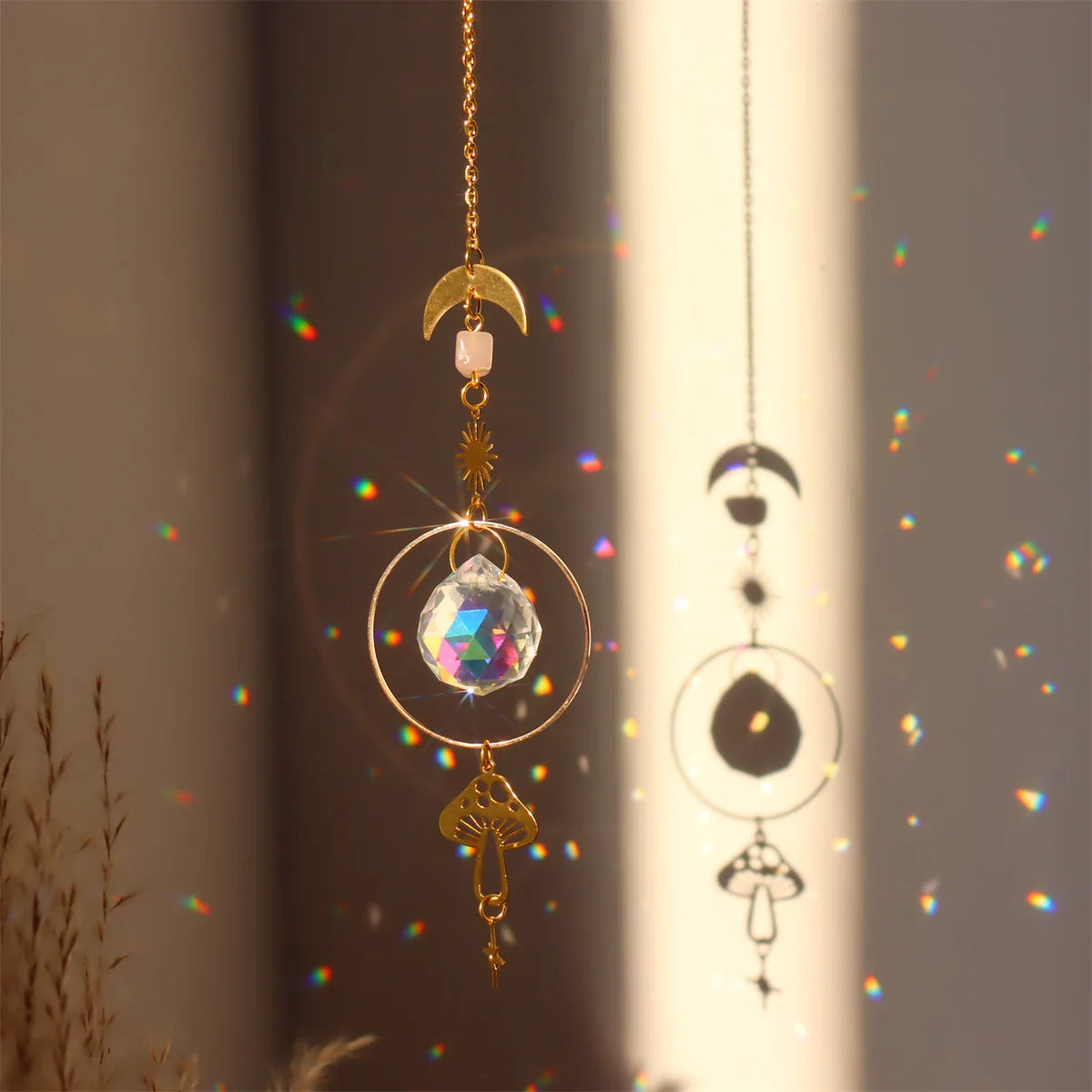 Brass Butterfly Moth Crystal Sun Catcher Pink Crystal Rough Window Room Garden Decor Hanging Ornament New Oasis Select 5