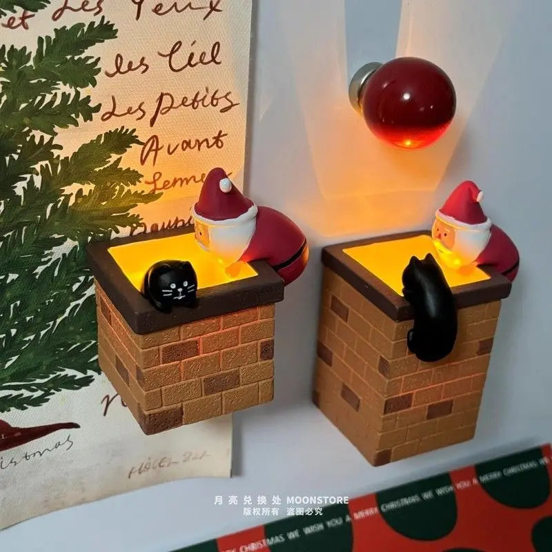 A Glowing Chimney Magnetic Fridge Magnets Creative Christmas Gifts Santa Claus Night Light Decorations Oasis Select