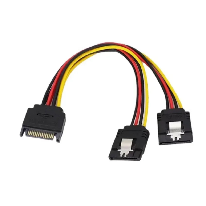 15 Pin SATA Power Y Splitter Cable 1 Male to 2 Female Dual SATA Power Cable with Lock Buckle Sata Power Supply Cord PC SSD Line Oasis Select