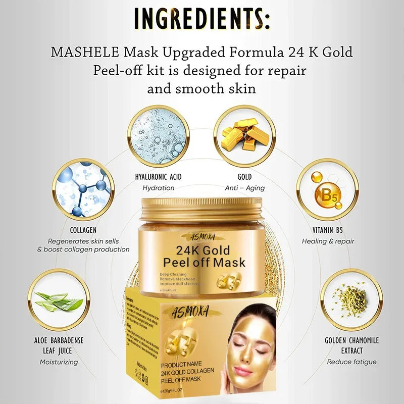 24K Gold Peel-Off Facial Mask – Deep Cleansing & Moisturizing Peel-Off Face Mask Oasis Select