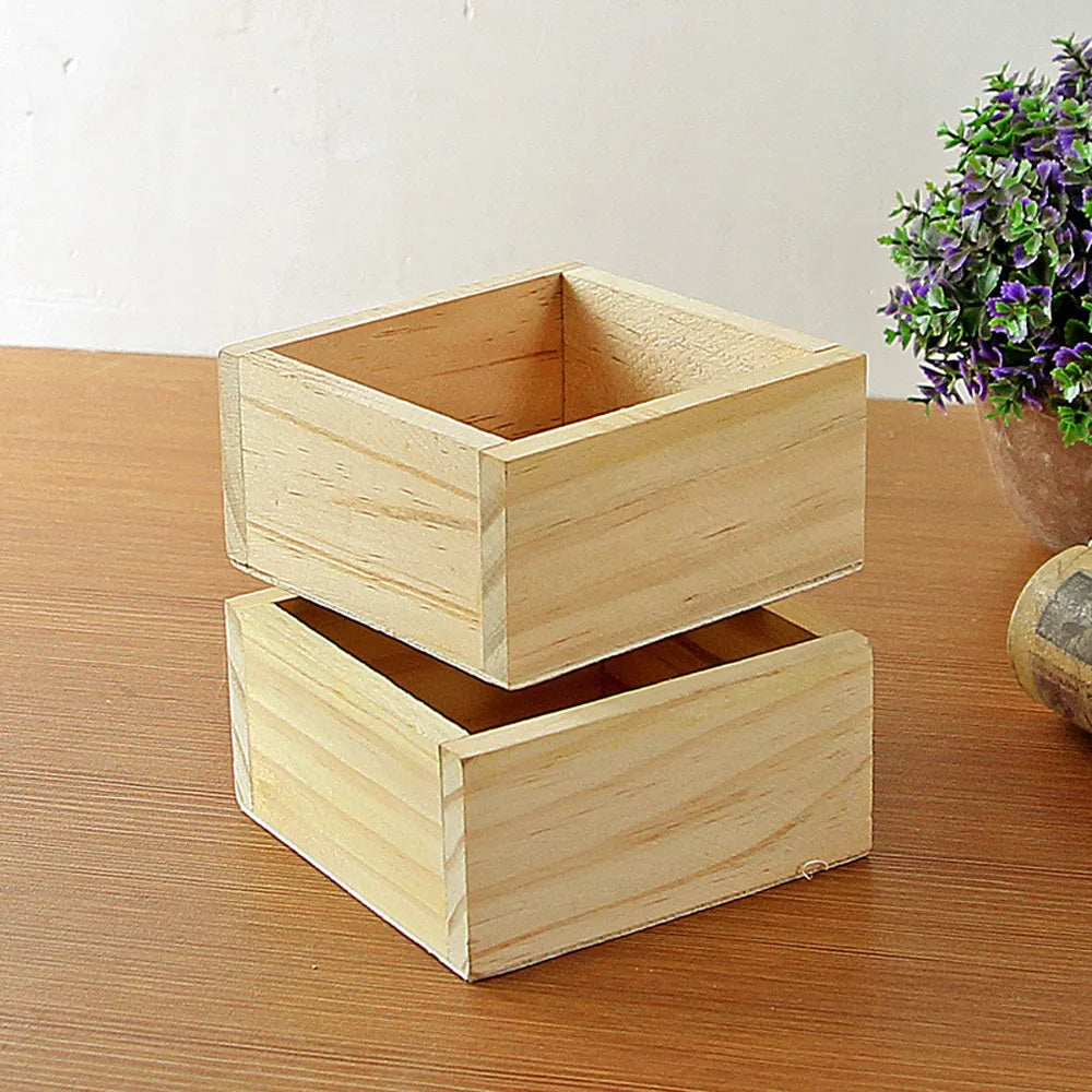 Unfinished Small Square Wooden Box – Craft Storage & Decor Wooden Storage Box Oasis Select