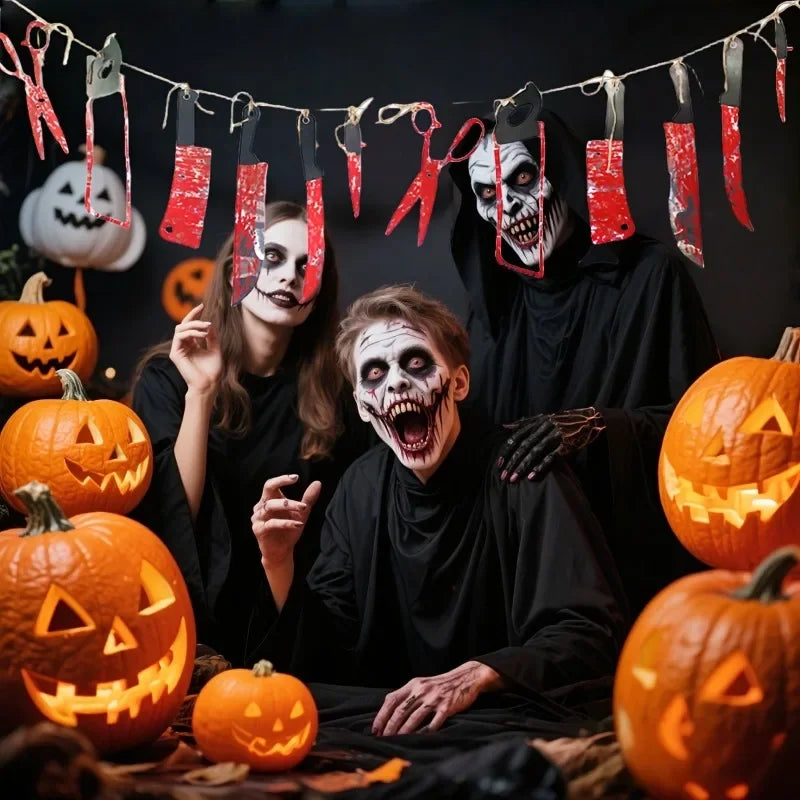 1-4Set Bloody Halloween Banner Horror Hanging Decoration for Haunted House Movie Theme Birthday Carnival Party Halloween Gift Oasis Select