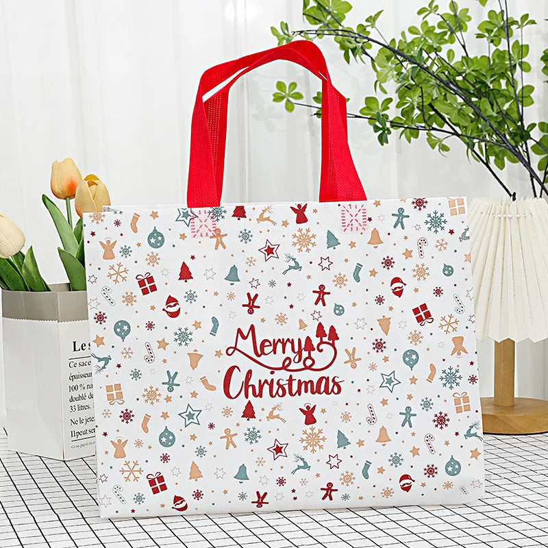Christmas Snowman & Santa Non-Woven Gift Bag | Holiday Tote