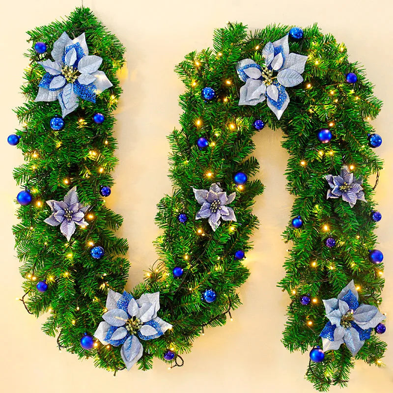 2.7-meter Encrypted Christmas Rattan Door Decorative Hanging Piece Christmas Decoration Christmas Decorations for Home Oasis Select 2.7 meters blue