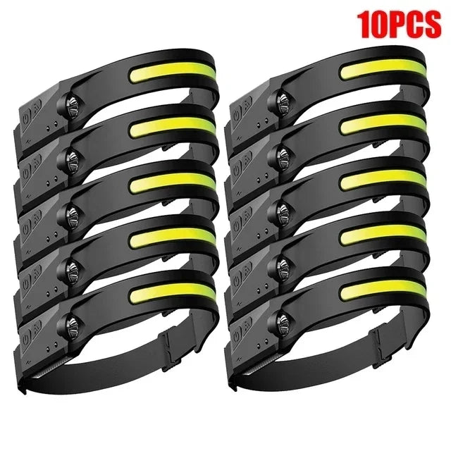 LED Sensor Headlamp USB Rechargeable Led Head Torch Built-in Battery Head Flashlight Outdoor Camping Fishing Headlight Lantern Oasis Select 10 PCS
