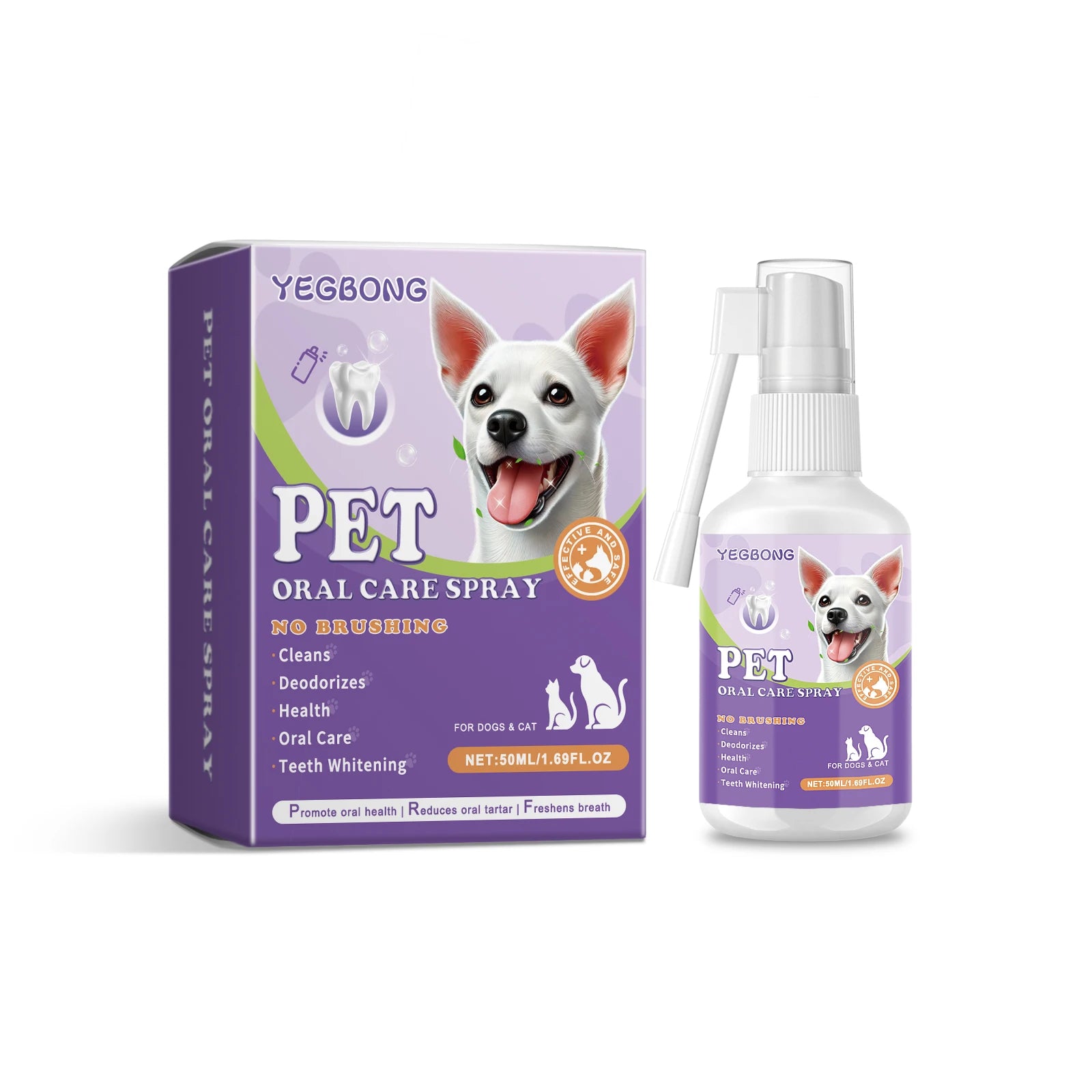 YEGBONG 50ml Pet Oral Spray – Fresh Breath, Plaque & Tartar Pet Dental Spray Oasis Select
