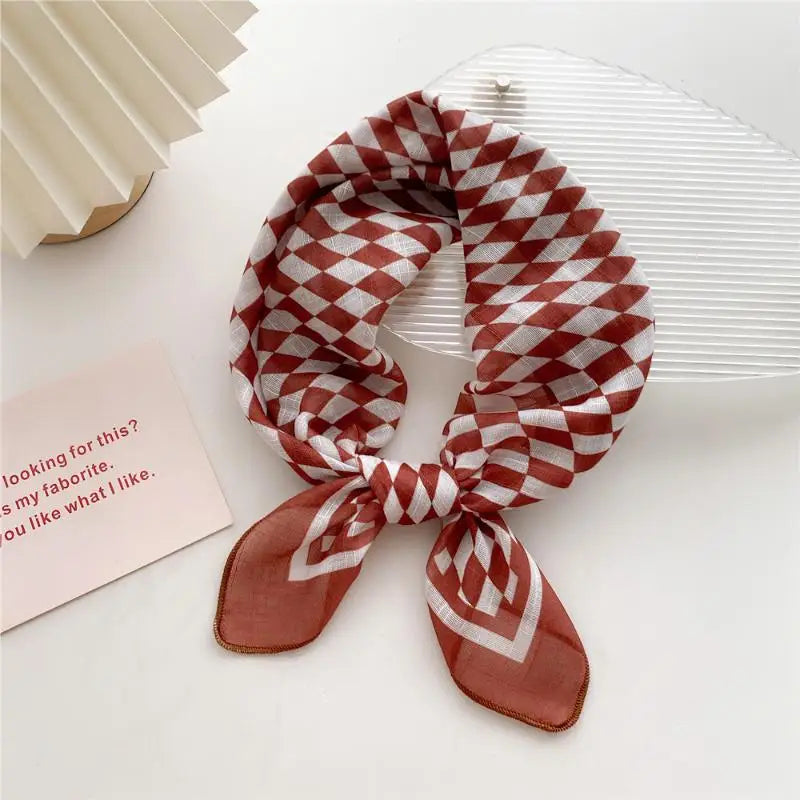 58cm Cotton Linen Handkerchief Print Square Neck Scarf Women Small Shawls Hair Scarfs Female Bag Scarves Head Scarf Oasis Select 03