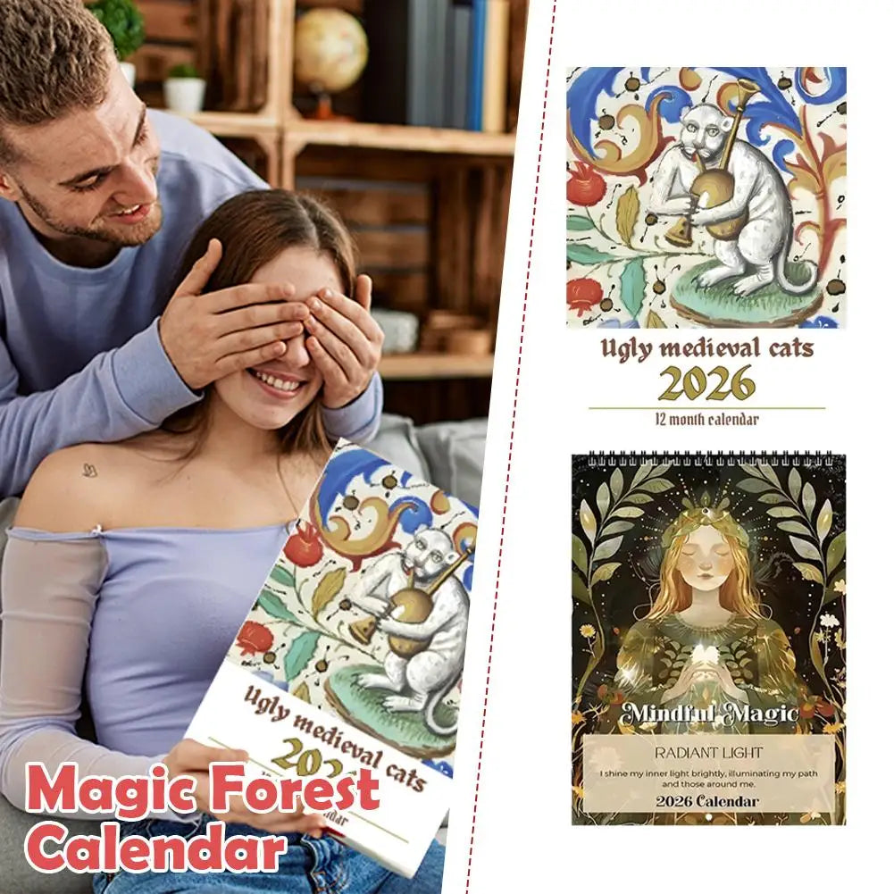 2026 Medieval Cat Mindful Magic Wall Calendar 12 Months Daily Weekly Monthly Agenda Schedule Organizer Planner Home Office Decor Oasis Select