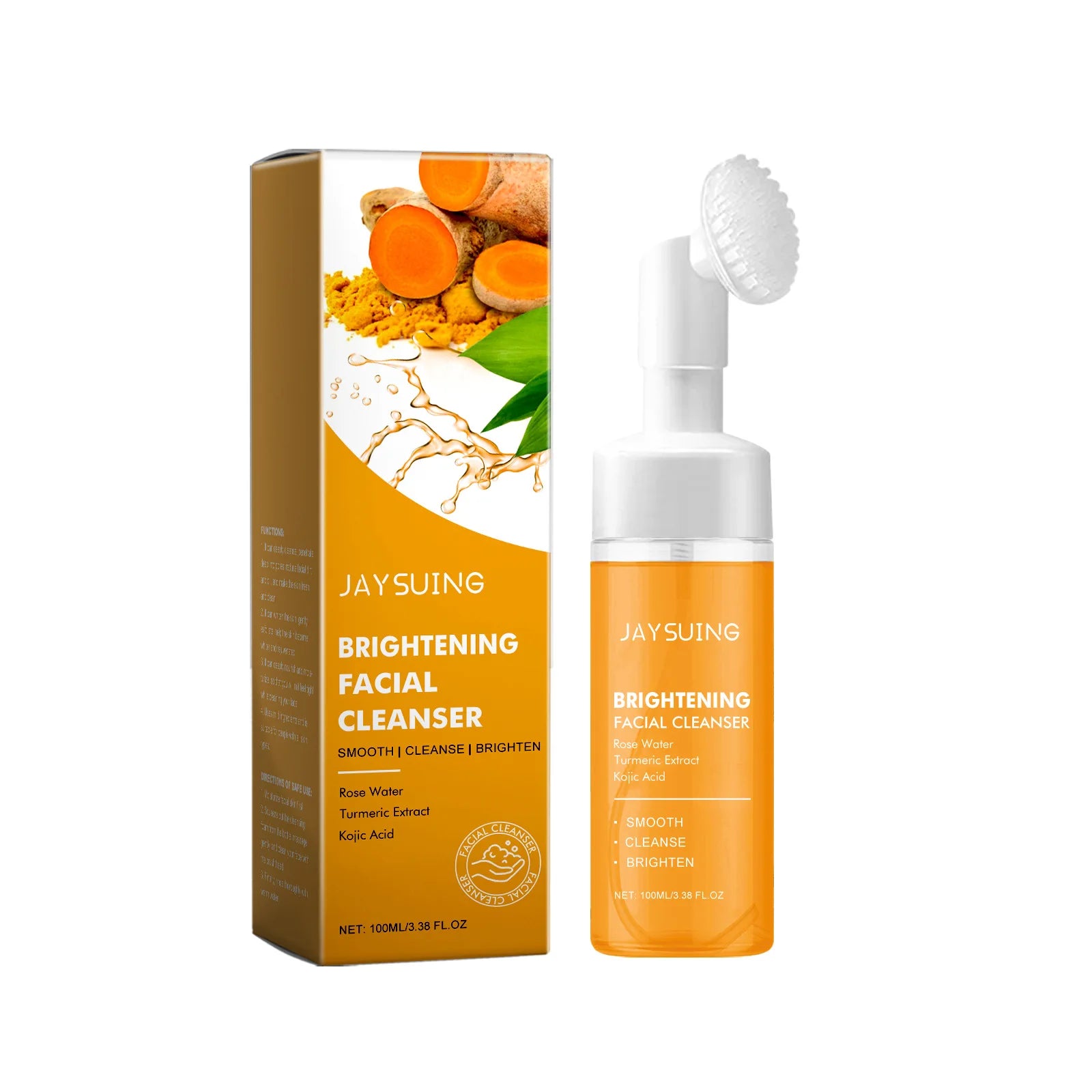 JAYSUING Turmeric Facial Cleanser Removing Blackheads Exfoliate Shrink Pores Improve Roughness Oil Control Foam Facial Cleanser Oasis Select 100ml Boxed