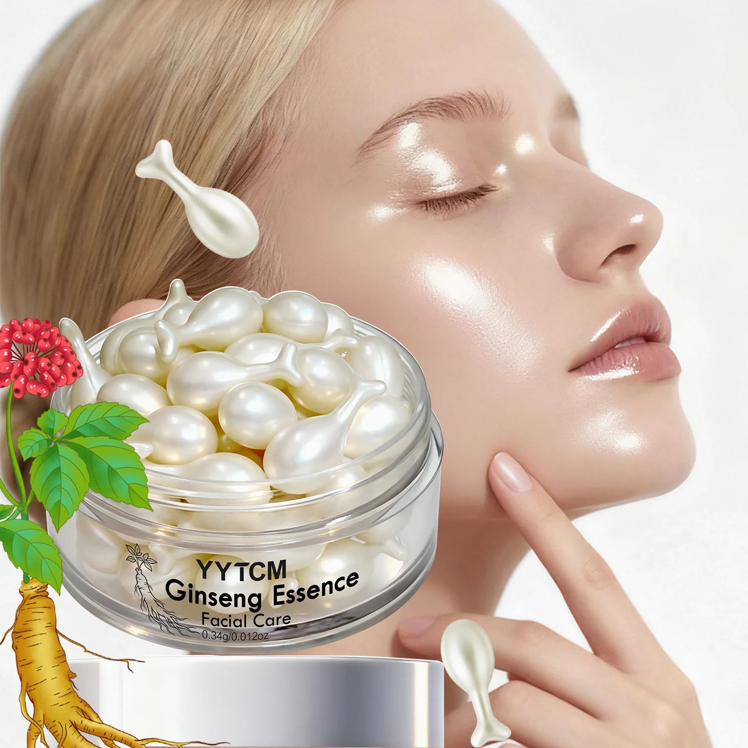 Ginseng Essence Capsules – Squalane, Niacinamide & Retinol Face Serum Capsules Oasis Select