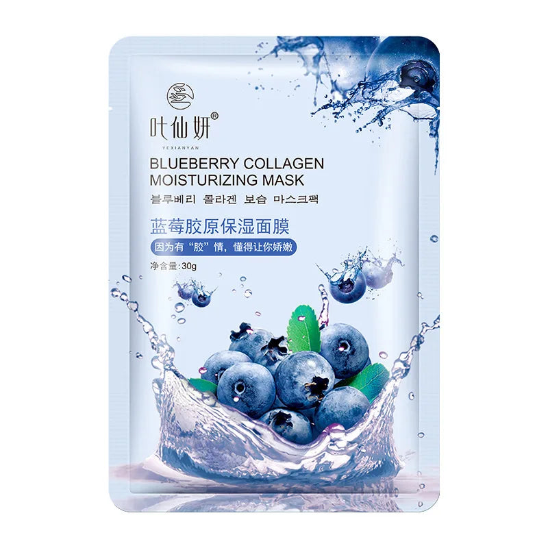 12-Pack Fruit Sheet Masks – Blueberry, Aloe, Cucumber & Peach Facial Sheet Mask Oasis Select 12pcs Blueberry 12 pieces
