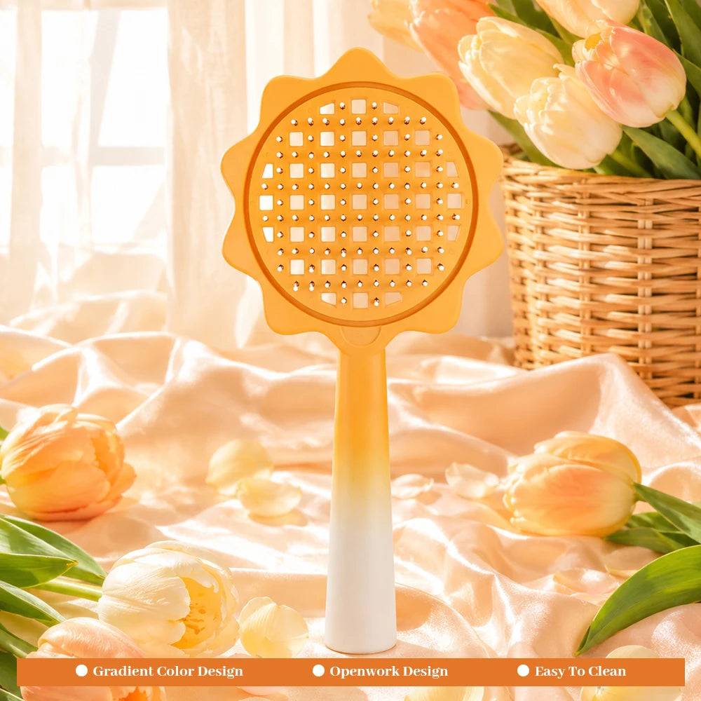 Gradient Sunflower Hairbrush | Detangling Scalp Massage Comb Scalp Massage Hairbrush Oasis Select M24YJX-orange