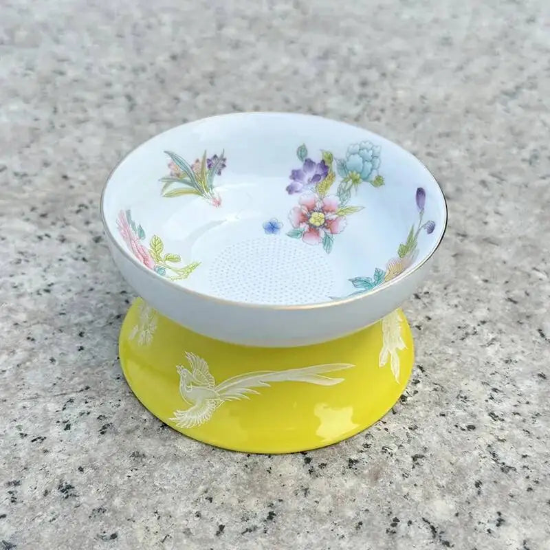 120ml Ceramic Small Mini Tea Cup Three Talents Tea Bowl Household Teacup Oasis Select Yellow Filter
