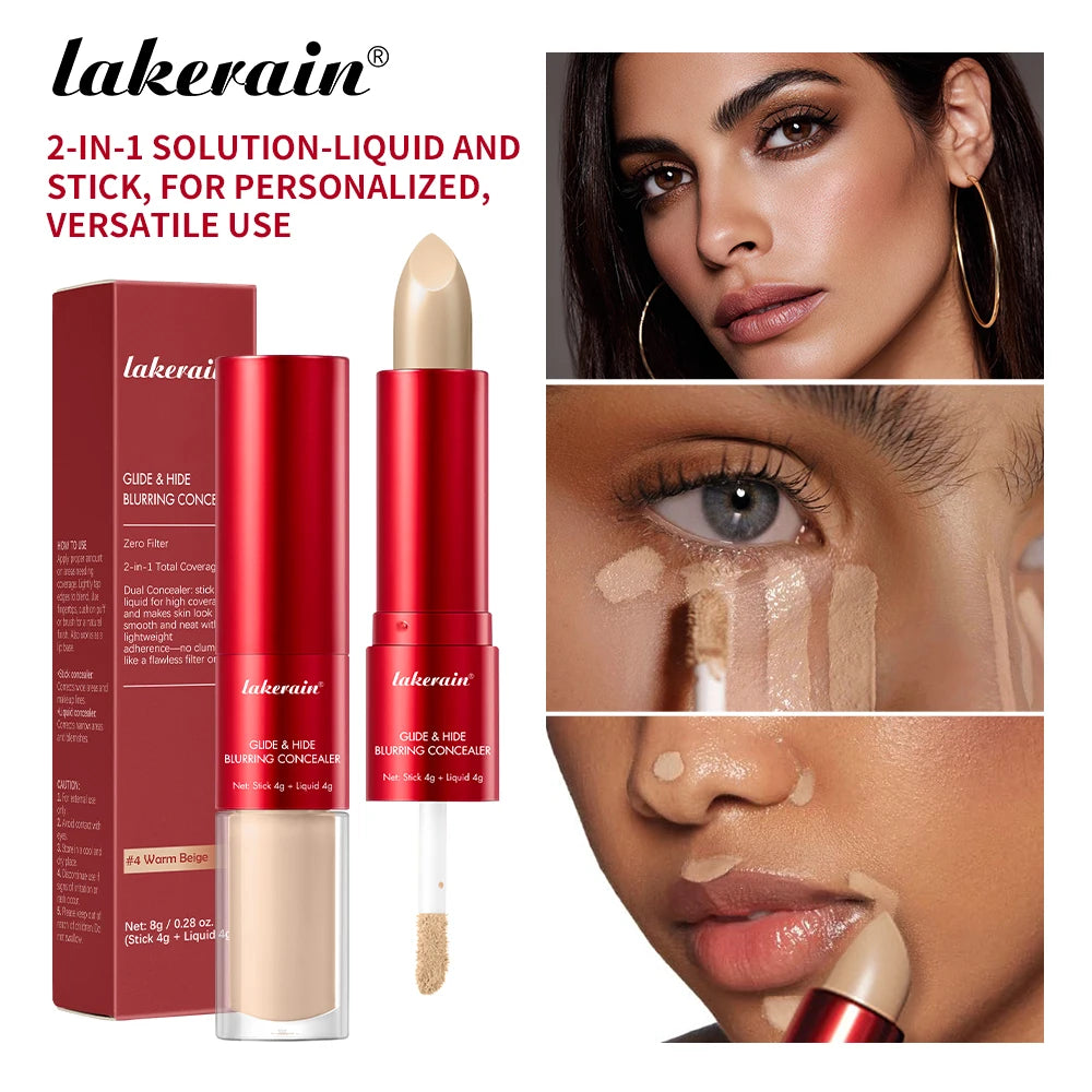 Lakerain 2 IN1 Concealer Fuzzy Stick Hydration Long Lasting Coverage Blemishes Conceals Dark Circles Liquid Concealer Cosmetics Oasis Select