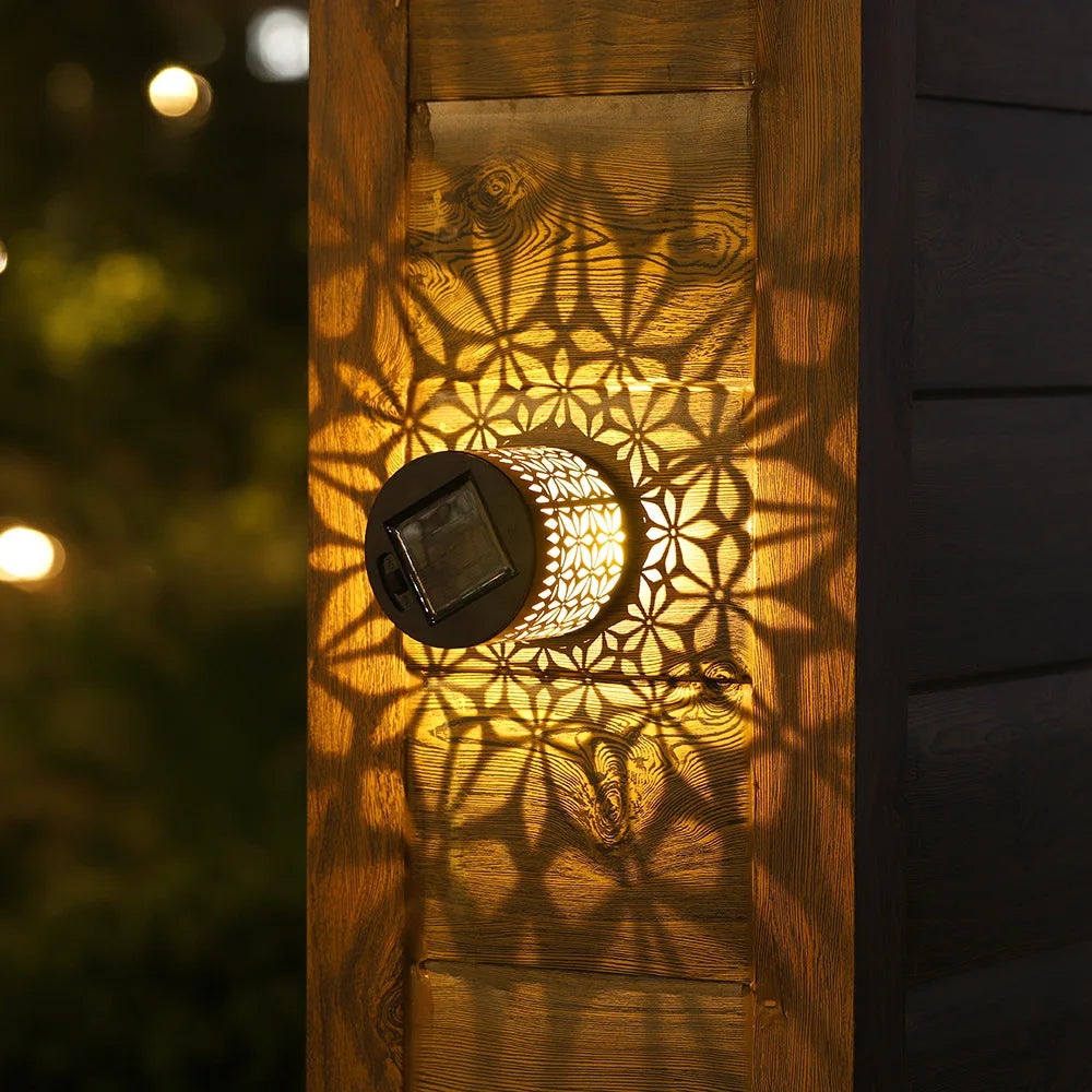 Solar Outdoor Wall Light Projector Waterproof Garden Lamp Patio Fence Decorative Hollow Lantern Lawn Yard Pathway Decor Lighting Oasis Select Diamond