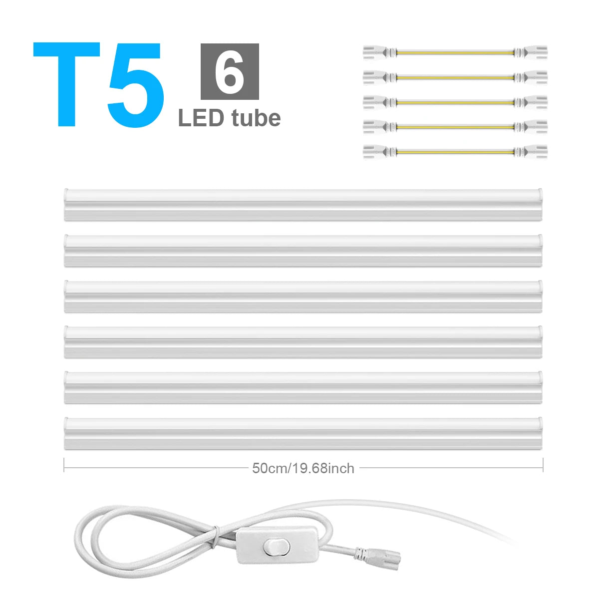 1-6pcs Led Bar Lights T5 15W/T8 25W Tube 50CM High Lumen Fluorescent Lamp For Shops, Hotels, Exhibition Halls Lighting 110V 220V Oasis Select 6x T5 Tube Neutral White 100-130V US Plug