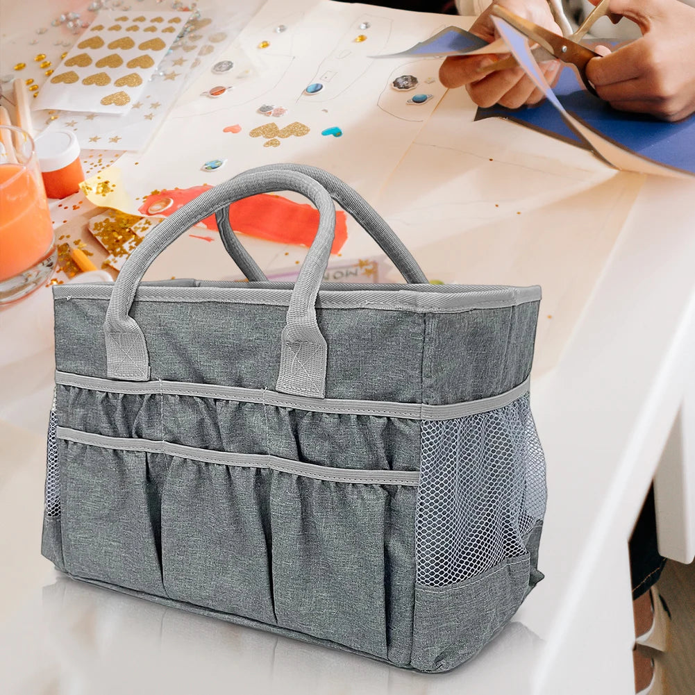 Spacious Craft Storage Tote Bag with Water Resistant Material Multiple Storage Compartments and Fiberboard Support Oasis Select