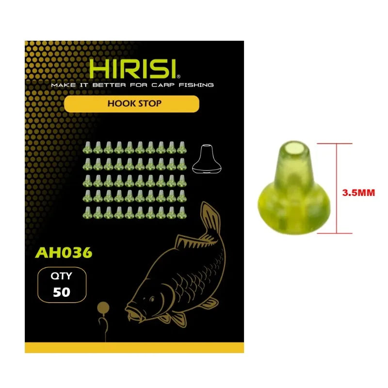 Hirisi 50pcs/Pack Rubber Fishing Rigs Fish Hook Stopper Terminal Tackle Accessories Carp Fishing Positioning Bead Buffer Beans Oasis Select